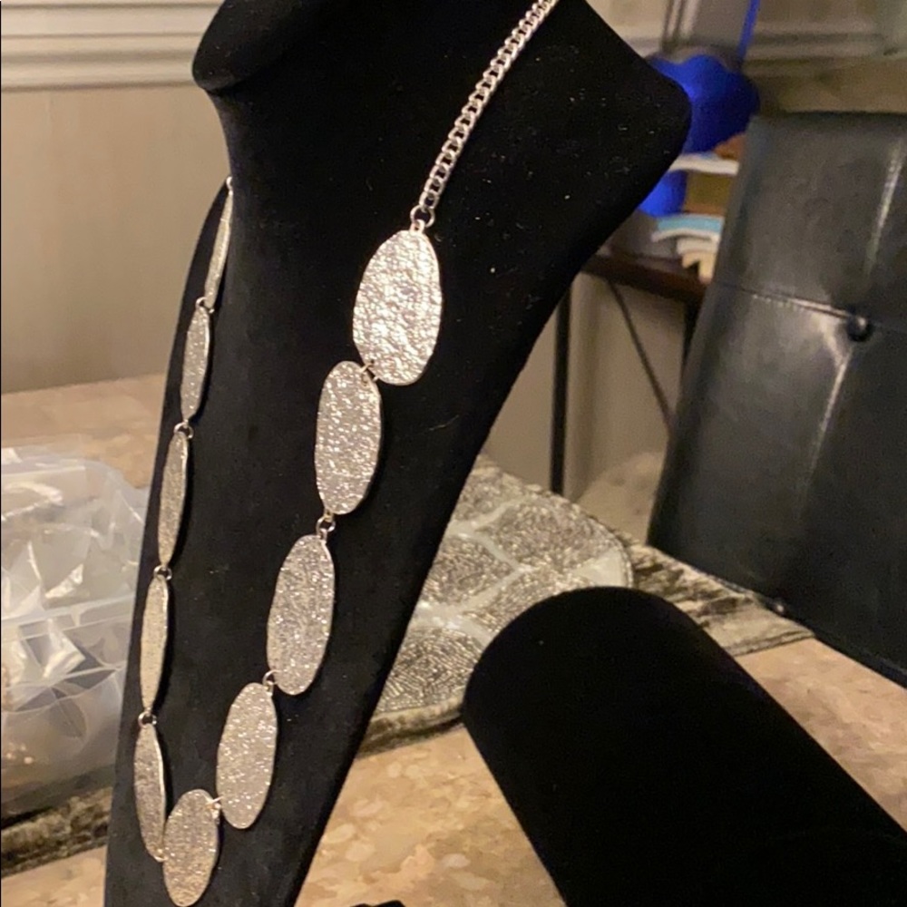 Silvertone Abstract Statement Necklace - image 3